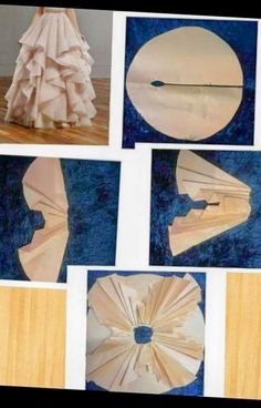 several pictures of different types of paper and wood in various stages of being cut into shapes