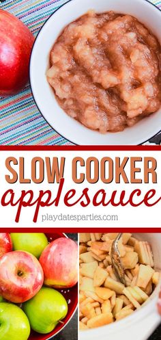 this is an image of slow cooker applesauce