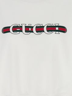 Cotton sweatshirt with front 'Gucci Web' logo print, crew neck, long cuffed sleeves. Composition: 100% cotton Web Logo, Valentino Garavani Bag, Guccio Gucci, Versace Shop, Saint Laurent Shoes, Marine Serre, Luxury Dress, Personalized Accessories, Luxury Shop