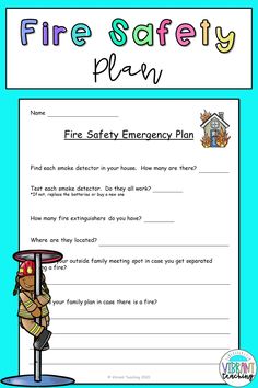 Fire Safety Lessons, Fire Safety Free, Daily Routine Worksheet, Fire Safety Tips, Fire Prevention Week, Safety Plan, Family Meeting, Emergency Plan, Fire Prevention