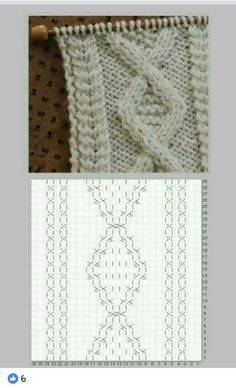 an image of a knitted blanket with the knitting stitchs on it and another photo of