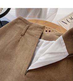 Style: commuting Size: S M L XL Color: khaki, black, apricot, coffee Corduroy Skirt, Belleza Natural, Color Khaki, Pleated Skirt, Apricot, Sewing Projects, Skirt, Sewing, Coffee