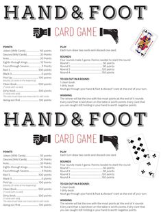 the instructions for how to play hand and foot cards