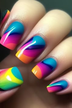 Spring Nail Trends: A Guide to Chic and Stylish Designs Fun Bright Nail Designs, Latest Nail Colours, Acrylic Nail Art Designs, Funky Nail Art, Colorful Nails, Spring Nail, Nail Polish Designs, Heart Nails