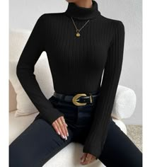 Super Cute And Stylish Ships In 5-10 Business Days Turtle Neck Outfit Women, Turtle Neck Shirt, Turtleneck Outfit, Slim Fit Sweater, Turtleneck T Shirt, Slim Sweater, Pullover Outfit, White Turtleneck, Ladies Turtleneck Sweaters