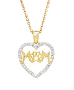 in stock Macy's Necklaces For Mother's Day, Gold Plate Necklace, Heart Pendant Necklace Gold, Paw Heart, Heart Shaped Pendant Necklace, Plate Necklace, Women Diamond, Necklace Online, Heart Pendant Necklace