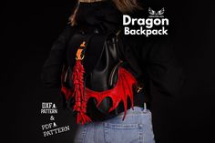 Dragon Belt, Leather Dragon, Dragon Backpack, Backpack Pattern, Leather Crafts, Bag Ideas, Eye Design, Clipboard, Printable Patterns