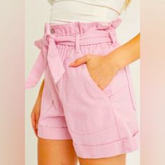 These Denim Paperbag Shorts With Button Fly And Belt Detail Are The Cutest Shorts This Season! Color: Bubblegum Pink Material: 70% Rayon, 25% Nylon, 5% Spandex Fit: True To Size Please See Pictures For Exact Measurements. Offers Are Welcome Summer Cotton Jean Shorts, High-waisted Jean Shorts With Pockets For A Day Out, High Waist Cotton Shorts For Day Out, Cute Spring Shorts With Pockets, High-waist Cotton Shorts For Day Out, Summer Denim Paperbag Waist Shorts, Chic Cotton Jean Shorts With Pockets, Spring Denim Shorts With Paperbag Waist, High Waist Shorts With Belt Loops For Spring