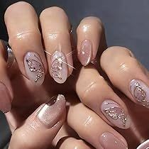 Coral Color Nail Designs, Pink Chrome Nails With Glitter, Unique Coffin Acrylic Nails, Clear Fairy Nails, Pink And Gold Summer Nails, Natural Butterfly Nails, Round Shaped Nails Designs, Structured Gel Nail Designs, Nail Art Designs November