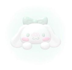 an inflatable toy with a bow on it's head and ears, sitting against a white background