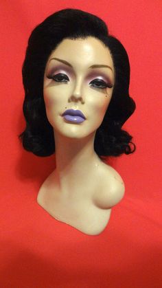 Finger Wave Wig, Red Bangs, Professional Costumes, Disco Costume, Liz Taylor, Big Curly Hair, Black Snow, Custom Costumes, Finger Waves