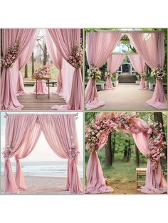 pink wedding decor with flowers and greenery