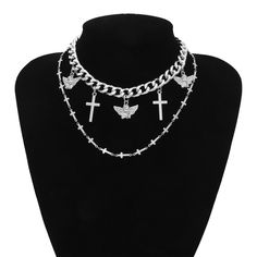 Length: 21-50cm Trendy Multi-strand Chunky Chain Jewelry, Layered Choker Necklace For Party, Trendy Multi-strand Charm Necklaces, Alloy Layered Choker Necklace With Clavicle Chain, Layered Choker Necklace With Adjustable Chain, Alloy Chain Choker Layered Necklace, Trendy Alloy Necklace With Chunky Chain, Trendy Layered Metal Jewelry, Trendy Alloy Double Chain Jewelry