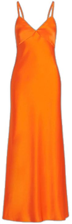 Elegant Orange Evening Slip Dress, Spring Evening Orange Slip Dress, Chic Orange V-neck Slip Dress, Elegant Orange Sleeveless Slip Dress, Elegant Sleeveless Orange Slip Dress, Fitted Orange Slip Dress, Elegant Orange Slip Dress For Spring, Long Slip Dress, Long Slip