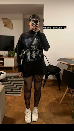 Black T Shirt69 Easy 30 day return policy Sb Concert Outfit Ideas, Dark And Edgy Outfits, Dark Romance Outfit Aesthetic, Different Alternative Styles, Thigh High Socks Outfit Summer, Alt Athleisure, Knotfest Outfit, Summer Tights Outfit, Alt Concert Outfit Ideas