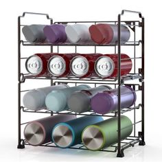 a rack that has many cups on it