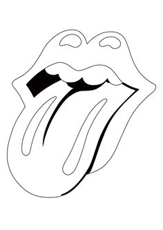 the rolling stones'tongue sticker is shown in black and white on a white background