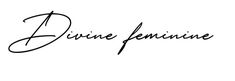 the word divine feminine written in cursive handwriting on a white background with black ink