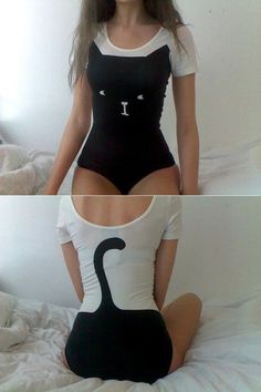 Kitten bodysuit. I really feel I need this in my life, though not sure why... Lady Cat, Rocker Girl, Hot Lingerie, Diy Vetement, Stil Inspiration, Mode Inspiration, Mode Style, Catsuit, Leotards