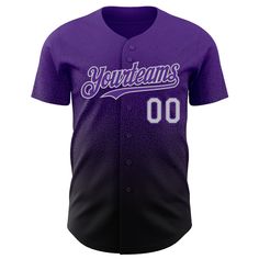 Custom Purple Gray-Black Authentic Fade Fashion Baseball Jersey Customizable Black Baseball Jersey For Team Events, Customizable Team Spirit Jersey For Streetwear, Customizable Black Baseball Jersey With Collar, Customizable Black Baseball Jersey With Letter Print, Customizable Sporty Baseball Jersey For Streetwear, Customizable Team-colored Baseball Jersey With Crew Neck, Customizable Jersey With Baseball Collar For Streetwear, Customizable Jersey Baseball Jersey For Team Events, Customizable Baseball Jersey With Collar