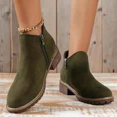 Category:Boots; Upper Materials:PU; Season:Fall,Winter; Heel Type:Low Heel,Block Heel; Gender:Women's; Toe Shape:Round Toe; Type:Booties Ankle Boots; Style:Vintage,Casual,Fashion,Minimalism; Heel Height(inch):1-2; Outsole Materials:Rubber; Occasion:Daily,Work,Outdoor,Walking; Closure Type:Zipper; Pattern:Solid Color; Listing Date:08/22/2023; 2024 Trends:Suede Shoes,Plus Size,Heel Boots; Foot Length:null; Foot Width:null Black Chelsea Boots Women, Trendy Winter Boots, Casual Winter Boots, Low Heel Booties, Cheap Ankle Boots, Womens Suede Boots, Chelsea Boots Women, Winter Ankle Boots, Trendy Winter