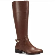 New In Box Charter Club Johannes Riding Boots A Subtle Buckle And Clean Lines Make The Johannes Riding Boots From Charter Club An Easy Pick For Both Dressed Up And Casual Styles. 1-1/4" Block Heel Shaft Height: 15-3/4"; Circumference: 14-3/4"; Measured On A Size 6 Almond-Toe Riding Boots With Inner Ankle Zipper Closure Buckled Strap At Ankle Note: Shaft Height And Circumference Vary By Size. Created For Macy's Leather Upper; Fabric Lining; Manmade Sole Black Dress Boots, Tall Brown Leather Boots, Womens Riding Boots, Black Riding Boots, Club Shoes, Tall Riding Boots, Suede Boots Knee High, Casual Styles, Block Heel Boots