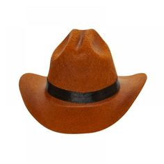 a brown cowboy hat with a black band