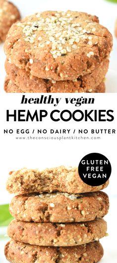 healthy vegan hemp cookies no egg / dairy no butter gluten free vegan