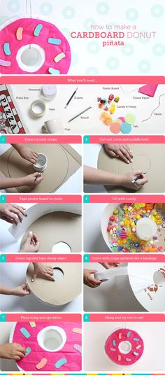 how to make a cardboard donut craft with paper plates and doughnuts on it