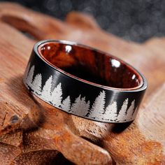 DETAILS 🌸 Type: Rings 🌸 Gender: Unisex 🌸 Materials: Tungsten, Rosewood 🌸 Width: 8mm 🌸 Color: Black 🌸 Origin (Made In): China 🌸 Not Suitable For: Children 0-12 years old Camo Jewelry, Pre Engagement, Commitment Rings, Marriage Ring, Popular Rings, Mens Gold Jewelry, Forest Trees, Wood Rings, Unisex Ring