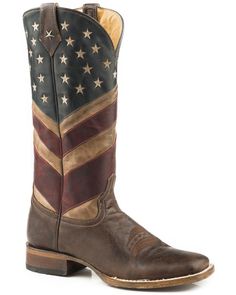 Roper Women's Old Glory American Flag Cowgirl Boots - Square Toe, Brown Cowgirl Boots Square Toe, American Cowgirl, Americana Vintage, Bota Country, Ariat Boots, Roper Boots, With Nails, Estilo Country, Fashionable Snow Boots