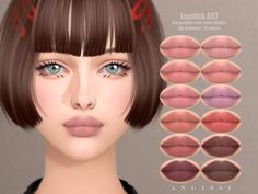 an animated image of a woman's face with different lipstick colors and shapes on her lips