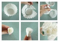 the process of making paper flowers is shown