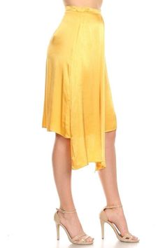 Asymmetrical Draped Skirt Draped Skirt, Mustard, Skirt