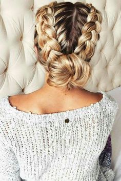 French braid into bun Cool Braids, Penteado Cabelo Curto, Hair Dos, Gorgeous Hair, Pretty Hairstyles, Hair Hacks, Hair Looks, Hair Tutorial, Her Hair