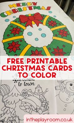 christmas coloring pages with the text free printable christmas cards to color on top and below