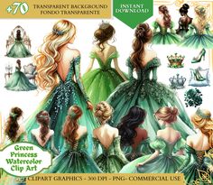 the green princess clipart graphics for commercial use