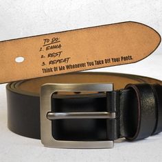 a leather belt with the words to do, i am best and respect written on it