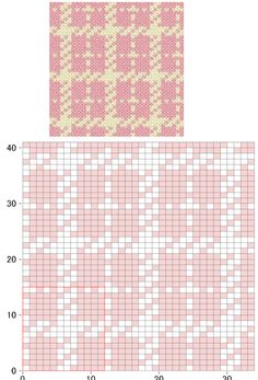 the cross stitch pattern is shown in pink and white