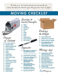 a moving checklist with the words moving and things to do in front of it