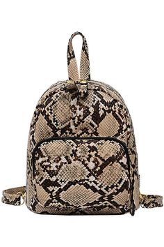 ZLMBAGUS Backpack Satchel Snakeakin Shoulder Backpack Small, Mini Backpack Purse, Satchel Backpack, Travel Daypack, Snakeskin Pattern, College Bags, Leather Satchel Bag, Snakeskin Print, Bags Fashion