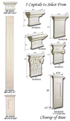 architectural details for the capital to select from, including column and corbi base