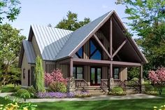 this is an artist's rendering of a house in the woods