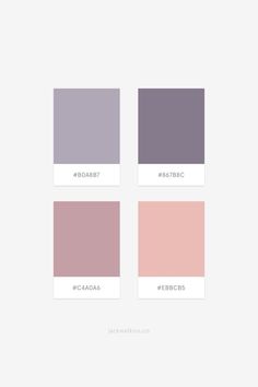 four different shades of pink, purple, and grey are shown in the same color scheme