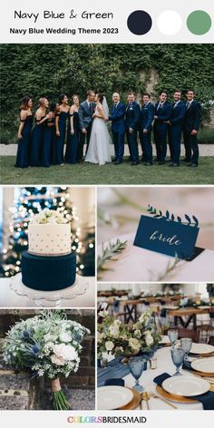 navy blue and green wedding theme