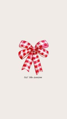 a red and white checkered bow with the words, eat the season on it