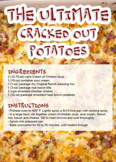 the ultimate baked out potatoes recipe is shown in this image, with instructions for how to make it