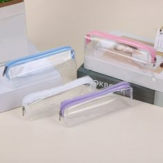 Description: Introducing our pencil bag, a perfect blend of style, convenience, and practicality. This lightweight stationery bag features a transparent design with a smooth zipper closure, making it easy for you to access your essentials on the go. With one spacious pocket, it offers ample storage for various items such as rulers, erasers, mini pencil sharpeners, eyebrow pencils, lipsticks, eyeliners and more. Its compact size and light weight make it easy to carry outdoors - ideal for school, Clear Rectangular Pencil Case For Daily Use, Clear Zipper Pouch Pencil Case For Personal Use, Clear Pencil Case With Zipper Pouch For Personal Use, Simple Pencil Pouch, Clear Pencil Case, Pen Stationary, Pencil Sharpeners, Makeup Brush Storage, Pencil Bag