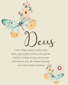 a greeting card with butterflies and flowers on the front, in spanish language that reads deus