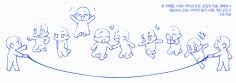 a line drawing of people walking on a tightrope with one person holding the other's hand